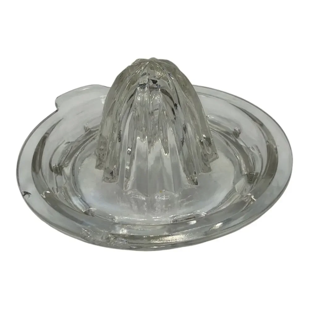 Vintage Clear Glass Citrus Juicer Reamer Hand Press Spout Handle Kitchenware 5”